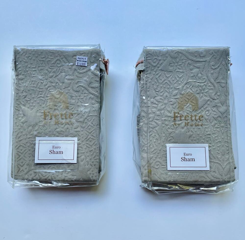 Frette at Home Pair (2) Arabesque Fashion Euro Sham Stone Jacquard NEW
